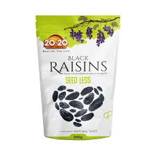 20 20 BLACK RAISINS SEEDS LESS 250GM