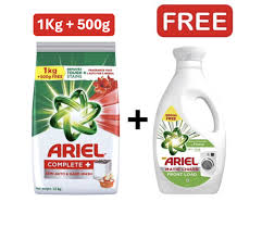 ARIEL COMPLATE+SEMI AUTO & HAND-WASH (1KG+500GM)+FREE LIQUID WORTH RS.99