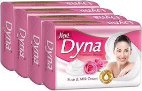NEW DYNA ROSE & MILK CREAM SOAP (500GM) 4 PIS 125 GM PACK