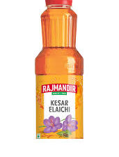 RAJMANDIR KESAR ELAICHI SHARBAT SYRUP SERVED WITH CHILLED MILK 750 ML