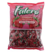 FALERO STROWBERRY PULPY FRUIT CHEWS JALLY TOFEE 126 PCS
